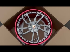 Jantes forgées sur mesure à baril rouge et disque gris 1-PC pour Porsche