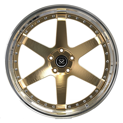 le luxe 19inch 2 morceaux a forgé des roues le disque que léger d'or a poli des lèvres pour Audi S3