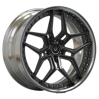 2 morceaux 21inch ont forgé la lèvre polie en aluminium de roues Grey Spokes foncé pour des jantes de voiture d'Audi RS6