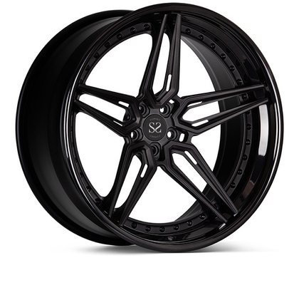 Pièces forgées en aluminium A6061 de roues 2 dans le noir à haute brillance pour la voiture de luxe