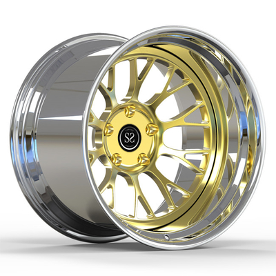 L'or profond de plat que 2 morceaux ont forgé des roues a poli les jantes négatives de la compensation 19X12j Porsche Gt4 de roues