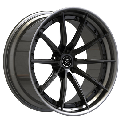 Poli 2 morceaux forgés roule 19 pouces a chancelé des jantes de lèvre de Grey Spokes For Volkswagen Stepped