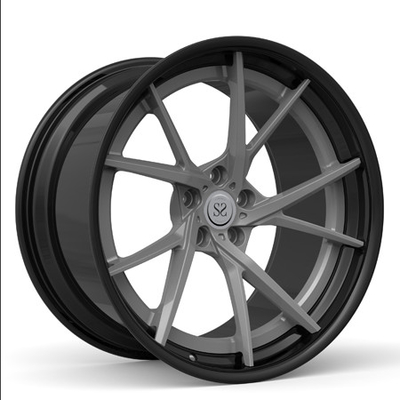 Matte Gun 2 morceaux a forgé les jantes noires de lèvres de satin de rotation des rais 20inch en métal de roues