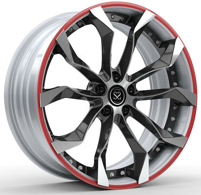 1995 Camaro Z28 Jantes forgées 2 pièces sur mesure 18x9 et 18x11, Noir brillant, Face blanche, Anneau rouge