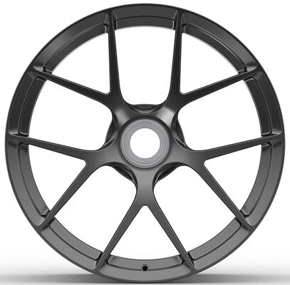 Jantes forgées Porsche Turbo 21x9.5 et 22x12 Hyper Silver, Noir 1 pièce