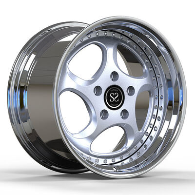 Jantes forgées en 2 parties 18x8.0 et 18x10 avec lèvre polie et disque argenté pour Porsche 928 1988