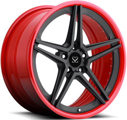 21inch 9.5J a adapté des jantes aux besoins du client de l'alliage 2-PC pour Ferrari 458 Speciale le noir que rouge de lustre a forgé des roues