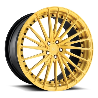 Porsche forgé roule l'aluminium d'alliage de peinture d'or de 22 pouces que 2 morceaux ont forgé les jantes 5x112 5x130 de roues