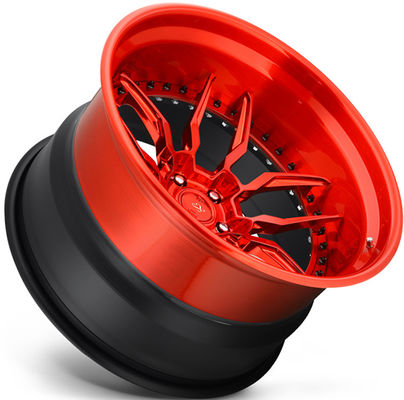 Jantes forgées 3 pièces sur mesure rouges brillantes 1990 Mustang 18x8.0 et 18x10