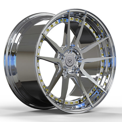 2-Piece a poli des vis d'or que l'alliage borde 20 pouces pour le centre forgé de roues de voiture de BMW M5