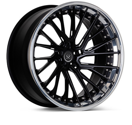 L'alliage d'aluminium bouleversé a forgé Matte Black Rims 3 morceaux polis