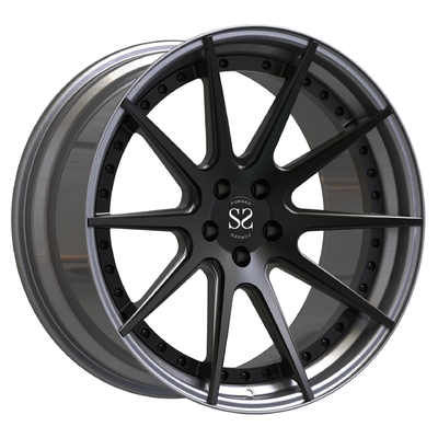 l'aluminium 20x10 2 morceaux a forgé le centre Matte Black Barrel Polished des roues T6
