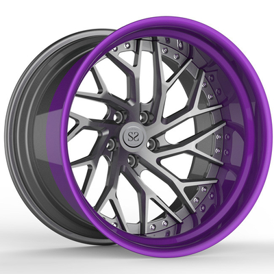 Le pourpre de Matte Gun Metal Disc Lip l'alliage que d'aluminium borde 2 morceaux 19inch S5 19x9.5 19x12 a chancelé des roues de voiture