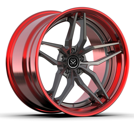 Bouleversé 3 morceaux a forgé les jantes concaves superbes de voiture d'alliage de Grey Red Wheels For 20inch