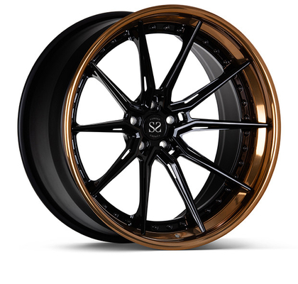 Les roues forgées 24inch de 3 morceaux ont poli le noir en bronze de lustre de lèvre pour les jantes RS5