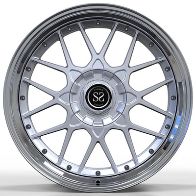 L'aluminium A6061 a forgé les roues 2 morceaux dans le ruban à haute brillance poli pour la voiture adaptée aux besoins du client de GT